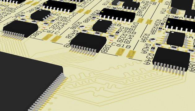PCB yellow with elements