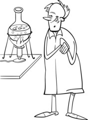 scientist in laboratory coloring page