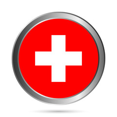 Obraz premium Swiss flag button.