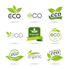 Ecology, organic icon set. Eco-icons - obrazy, fototapety, plakaty