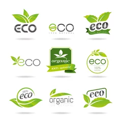 Fotobehang Ecology, organic icon set. Eco-icons © raksitar