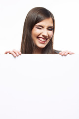 Fototapeta premium Close up business woman portrait. White background female portr