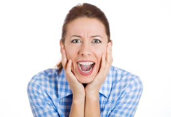 Excited, happy, shocked, surprised woman