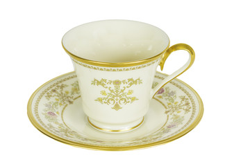 Antique Tea Cup and Saucer Isolated