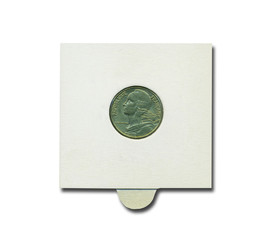 France coin in holder on white