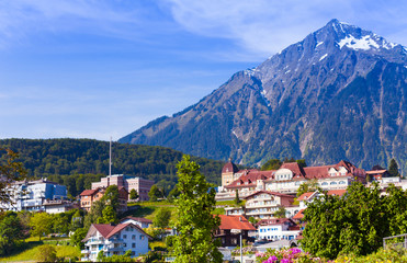 Fototapeta na wymiar Alps and Spiez village view