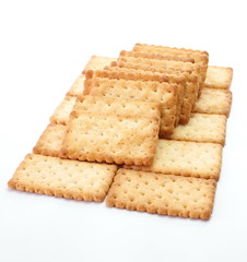 Stack of square crackers close-up