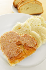heart-shaped sponge cake