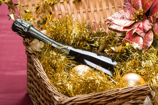 Regalo di natale, bottiglia di vino
