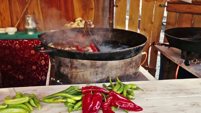 medieval market food stall