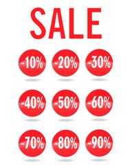 Collection of vector discount red buttons