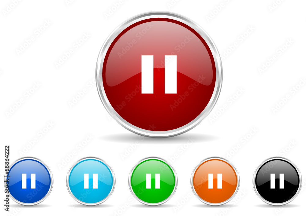 Poster pause icon vector set