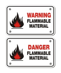 rectangle signs - warning and danger flammable material