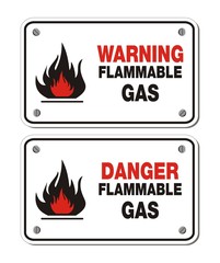 rectangle signs - warning and danger flammable gas
