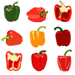 Set of sweet pepper. Isolated on white