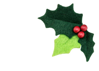 Christmas holly with red berries isolated