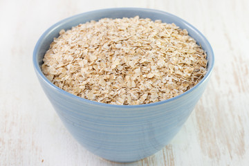oatmeal in blue bowl