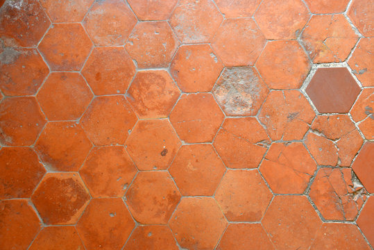 red tiles damaged and old