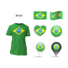 Set of Brazil design over white background