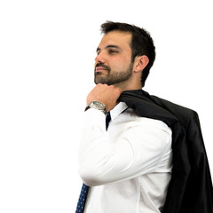 satisfaction business man isolated over white background