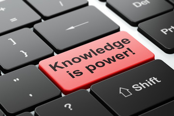 Fototapeta premium Education concept: Knowledge Is power! on keyboard background