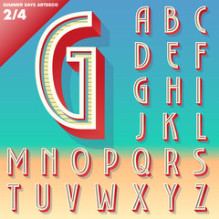 Retro alphabet for Summer typography design. Art Deco style