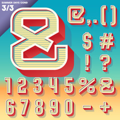 Retro alphabet for Summer typography design. Condensed style