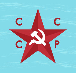 blue grunge background with cccp star