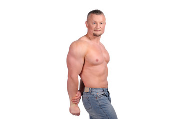 Fototapeta premium Muscular male body isolated on white background