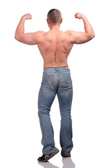 Fototapeta premium Muscular male body isolated on white background