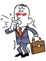 風邪をひくビジネスマン