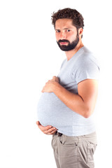 image of pregnant man isolated on white background