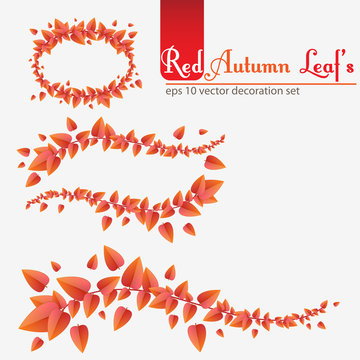 Red autumn leafs decoration set