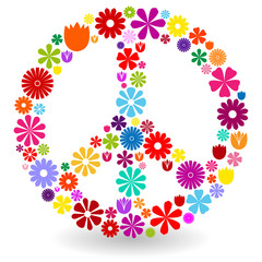 Peace sign made of flowers - 58874285