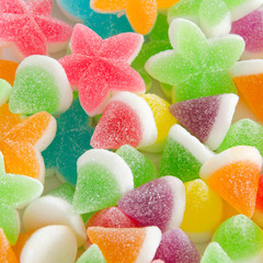 Many bright color jelly candies.