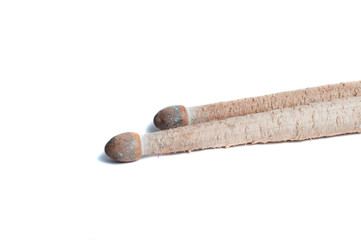 Chipped drumstick on white background