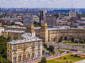 Naklejka premium View the tourist areas of Moscow and river from above