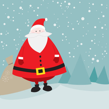 Cute santa with gift bag