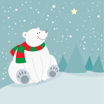 Cute christmas holiday polar bear