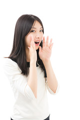 Fototapeta premium young asian businesswoman yelling