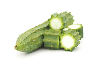 Fresh angle gourd on white background