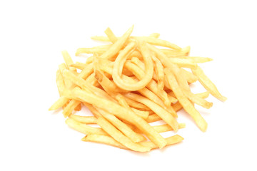 french fries on white background