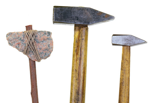 Stone ax and two hammers