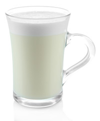 Cup of eggnog isolated on white