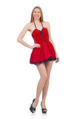 Woman in red dress in fashion concept