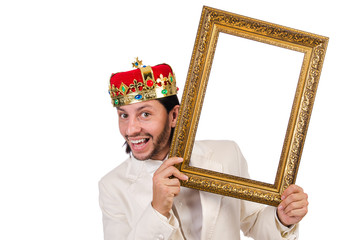 King with picture frame on white