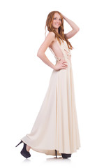 Man in white dress isolated on white