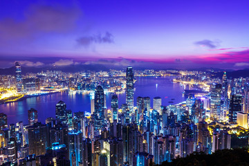 Naklejka premium Hong Kong in sunrise
