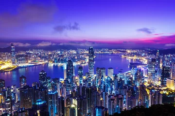 Tableaux ronds sur plexiglas Anti-reflet Hong Kong Hong Kong au lever du soleil