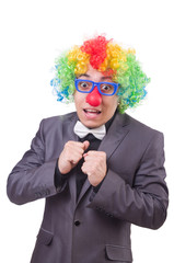 Clown businessman isolated on white